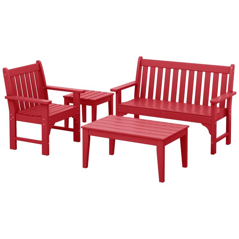 Laguna poly Garden Chair 4-Piece Porch Set - Red