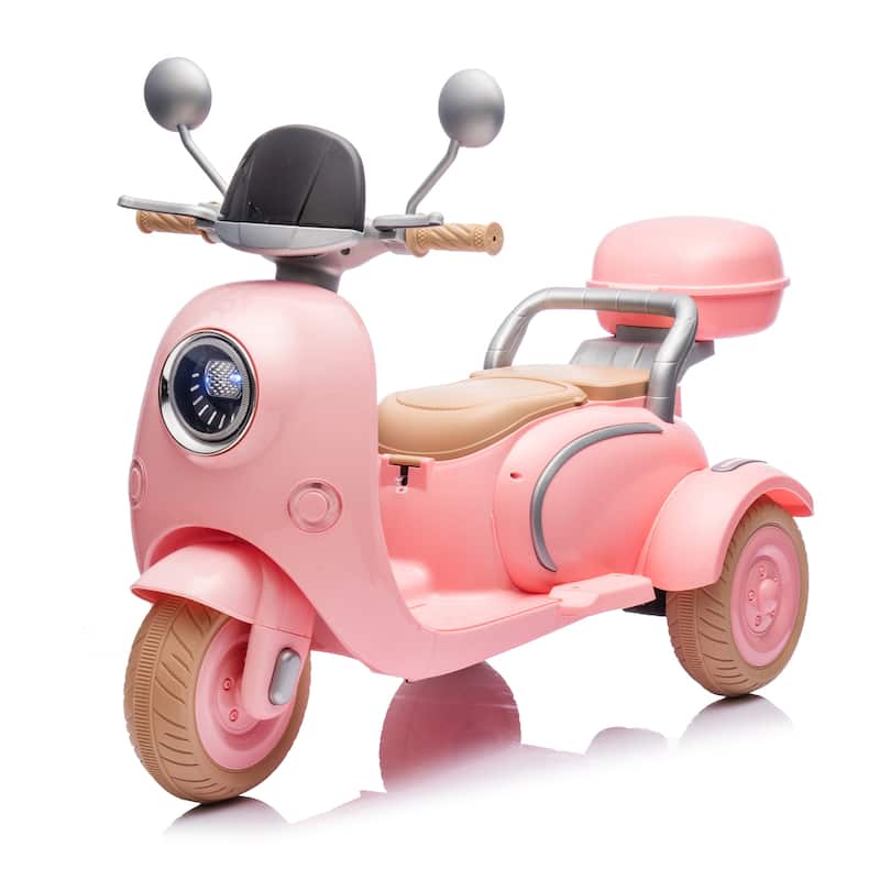 12V 2-Seater Electric Ride-On Motorcycle for Kids 3-6, Three-Wheel with Bluetooth & USB - Pink