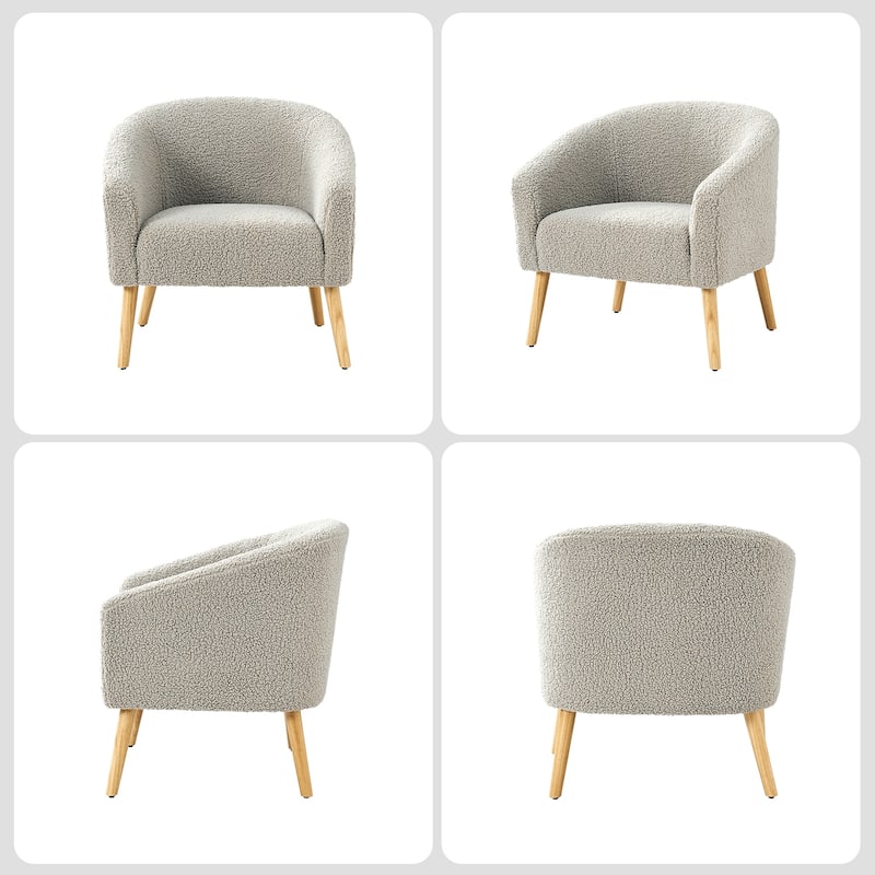 Sheila Modern 30"W Boucle Armchair with Solid Wood Legs Set of 2 by HULALA HOME