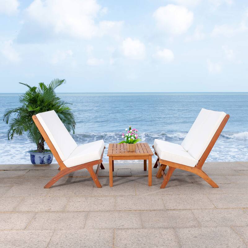 SAFAVIEH Outdoor Aryana 4-Piece Conversation Patio Set with Accent Pillow - 46W x 34D x 32H