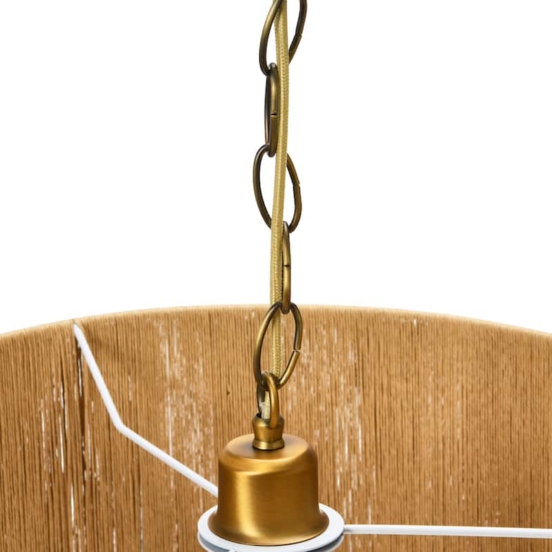 Metal & Natural Paper Rope Shade Pendant Lamp