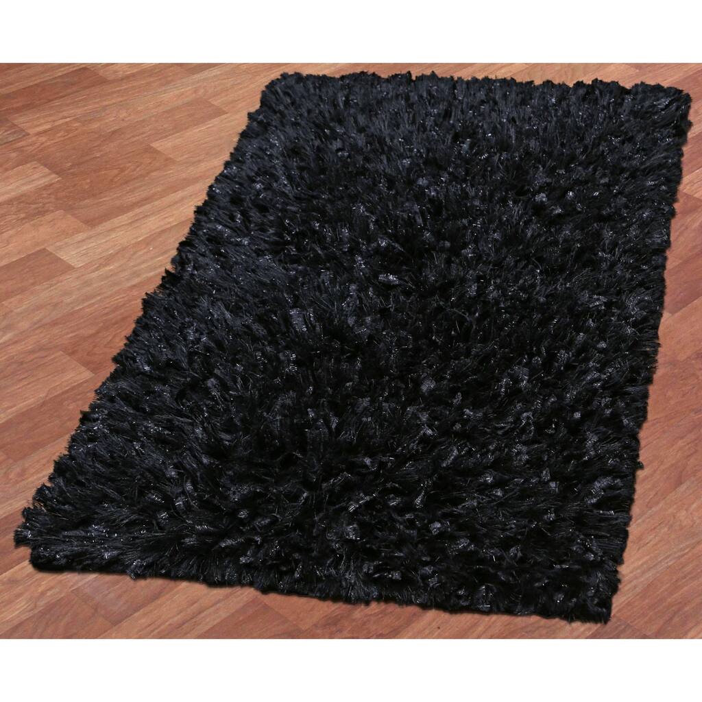 Black Shimmer Shag Rug