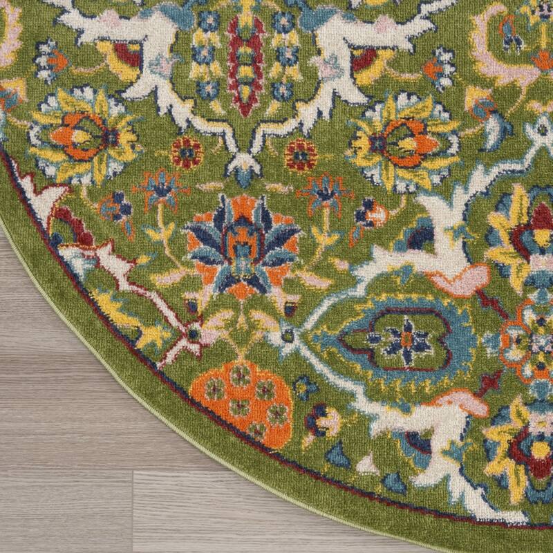 Gitod Power Loomed Geometric Floral Traditional Low Pile Area Rug By HomeRoots - 48' X '48' X '0.25