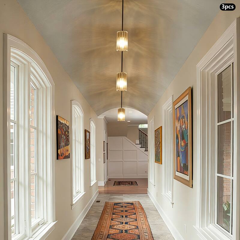 3-Pack Modern Crystal Pendant Lights for Dining Room, Bedroom, Foyer and Hallway