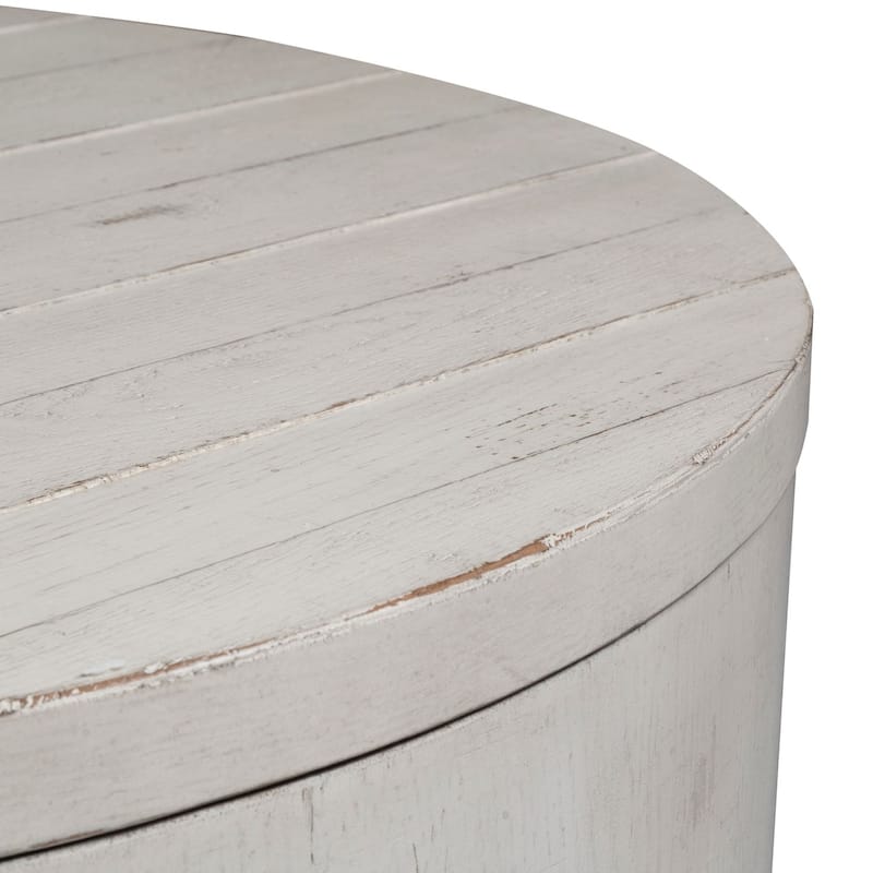 Modern Farmhouse Flea Market White Drum Cocktail Table