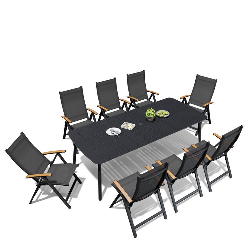 Outdoor 7/9-Piece Patio Dining Set Aluminum Dining Table and Folding Chairs