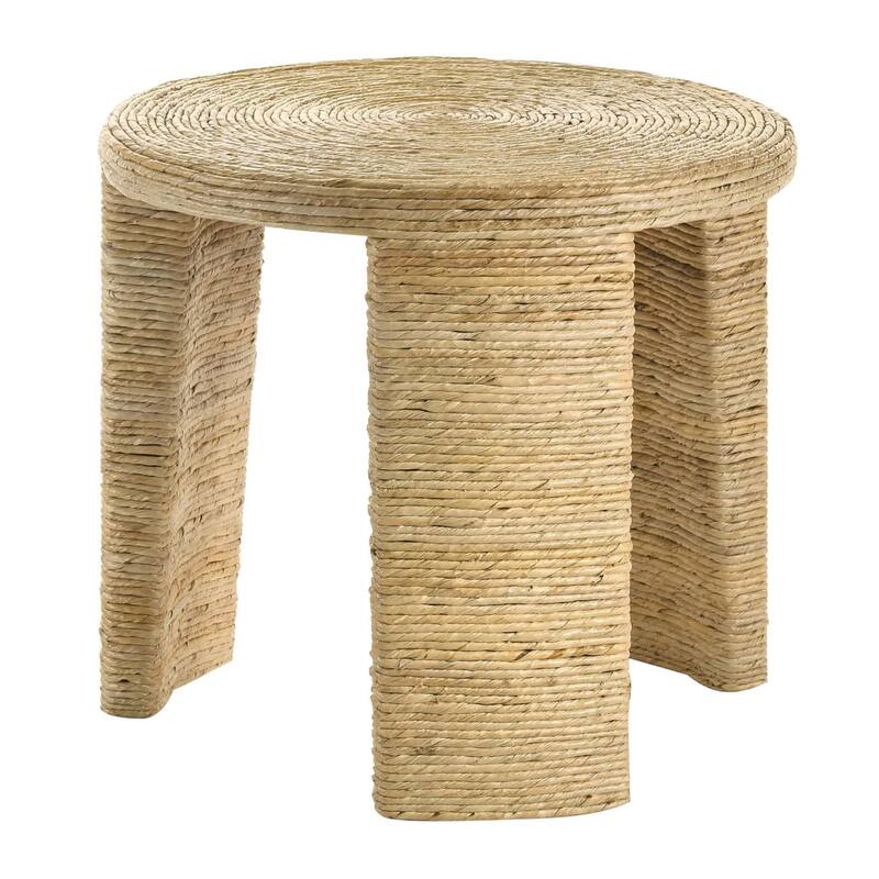 Mize Natural Woven Rattan Round End Table