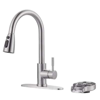 WOWOW Single-Handle Pull Down Sprayer Kitchen Faucet with Glass Rinser