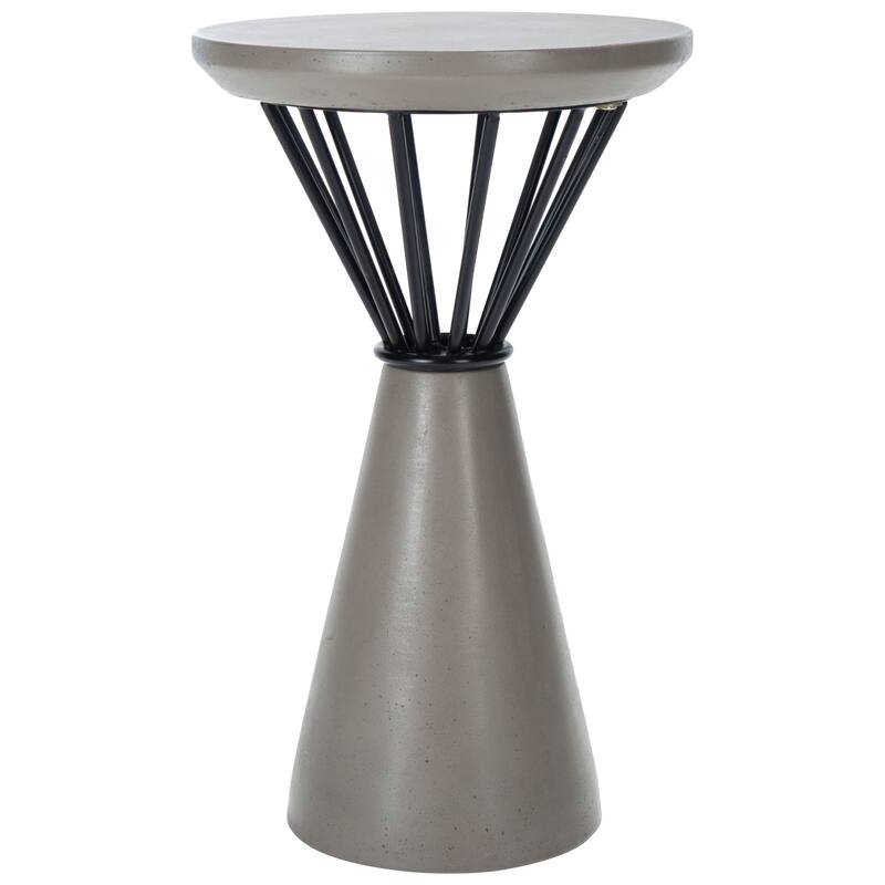 SAFAVIEH Outdoor Fatma Concrete Accent Table - 13.78" W x 13.78" L x 23.03" H - 14Wx14Dx23H