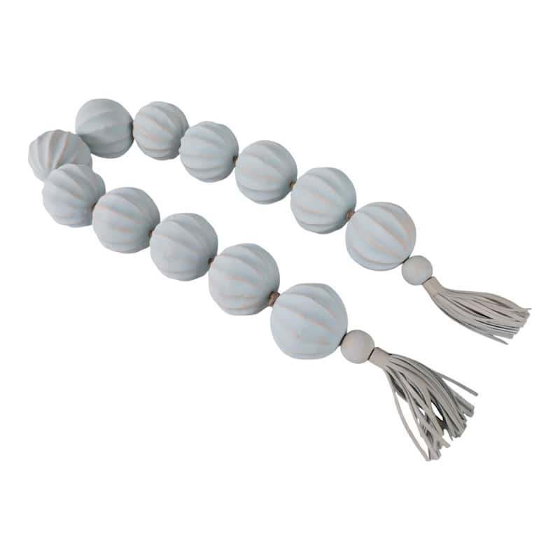 Bead Strand with Leather Tassel Accents - 53" x 3" x 3"