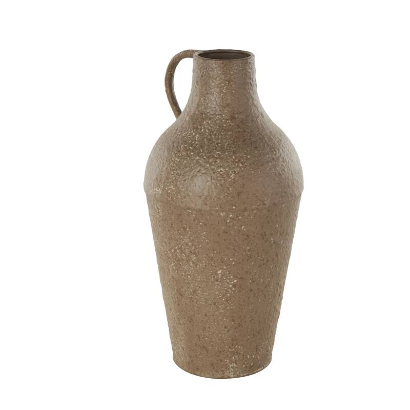 Metal Antique Inspired Decorative Vase with Handle - Brown - Roche River Decor