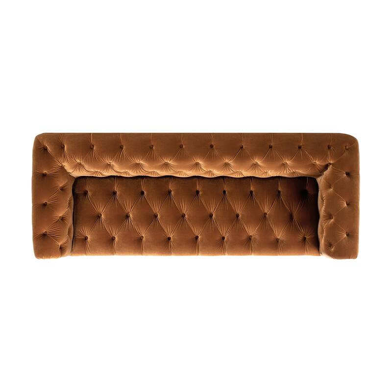 Alto 88" Mid-Century Tufted Rolled Arm Velvet Chesterfield Sofa