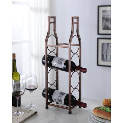 Pilaster Design Rockford Countertop Wine Rack - Brushed Copper Metal - 5"W x 7"D x 22"H
