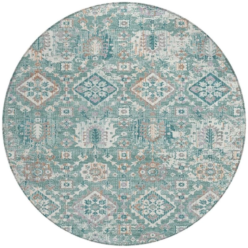 HomeRoots Floral Medallion Traditional Rectangle Outdoor Rug