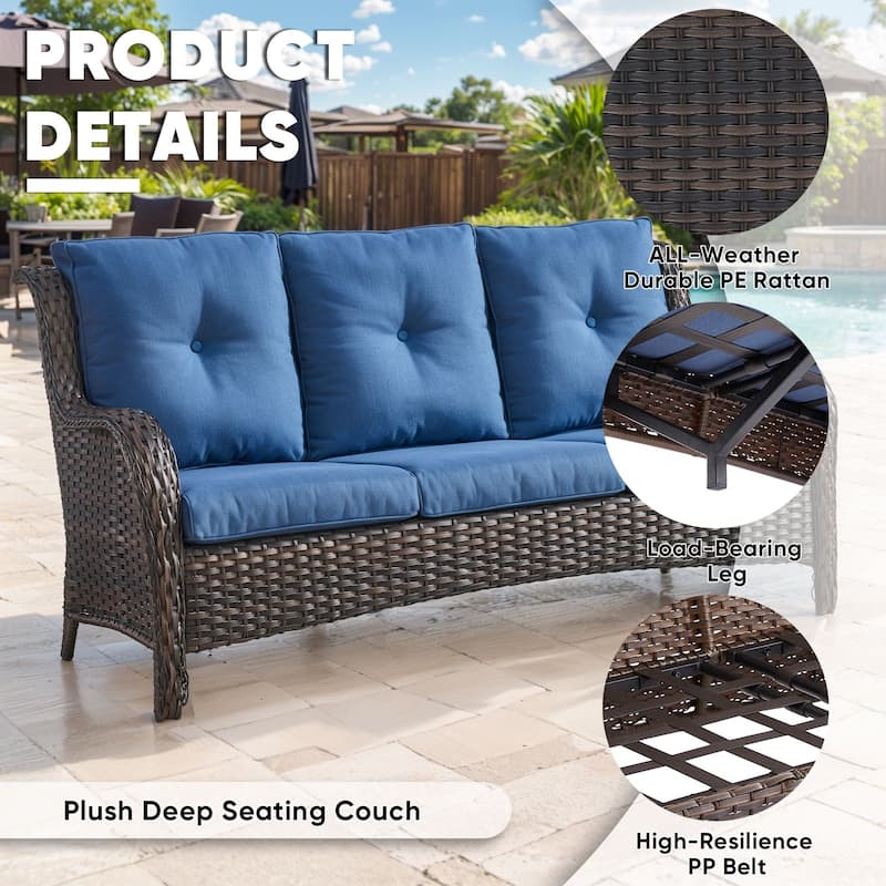 Gymojoy Outdoor Wicker Sofa Patio Rattan Wicker Furniture Cushion Sofa