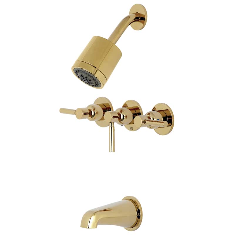 Concord Three-Handle Tub and Shower Faucet - Polished Brass