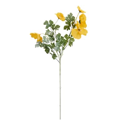Elements Set of 6 Artificial Gold Poppy Set, 25 Inch - N/A