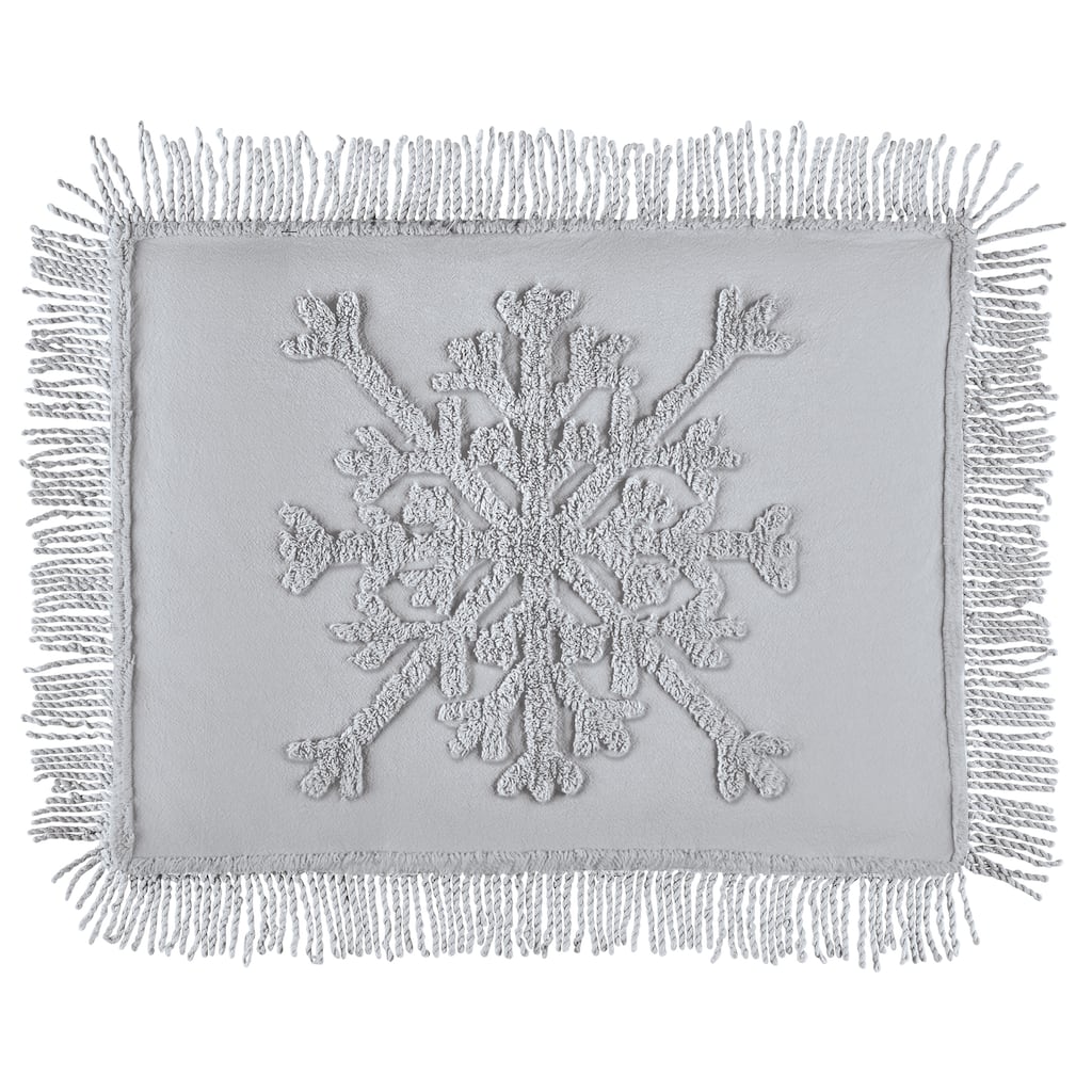 Tufted Snowflake Chenille Fringe Border Pillow Sham