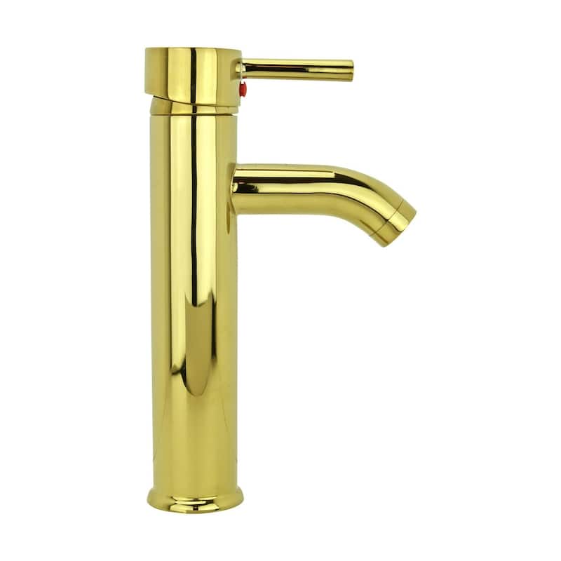 Bathroom Single Hole Faucet One Handle Solid Brass Gold PVD Finish 9.5in Tall Renovators Supply