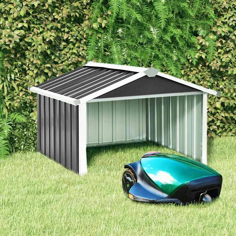vidaXL Garden Robot Lawnmower Shed Storage House Patio Garage Galvanized Steel - Anthracite