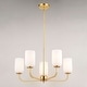 preview thumbnail 33 of 31, Shelby Natural Brass Gold Transitional Lighting Fixture, Frosted White Opal Glass Cylinder Shade, Dimmable, LED Compatible