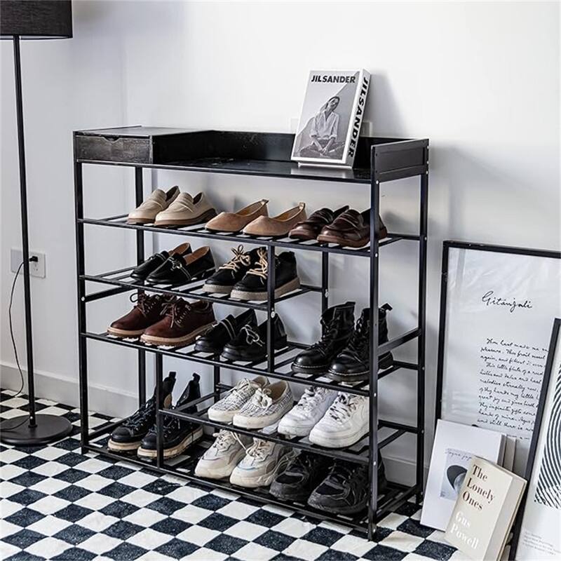 Shoe Rack - 39.7"D x 11.6"W x 39.3"H - black