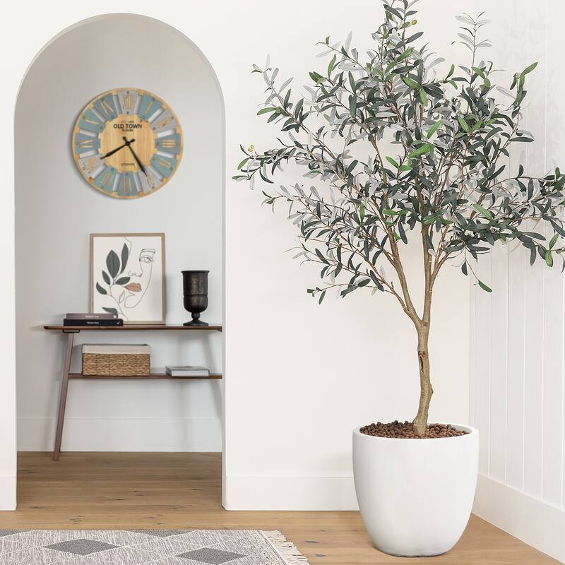 Tapered Round MgO Planter, Indoor and Outdoor - LARGE - White