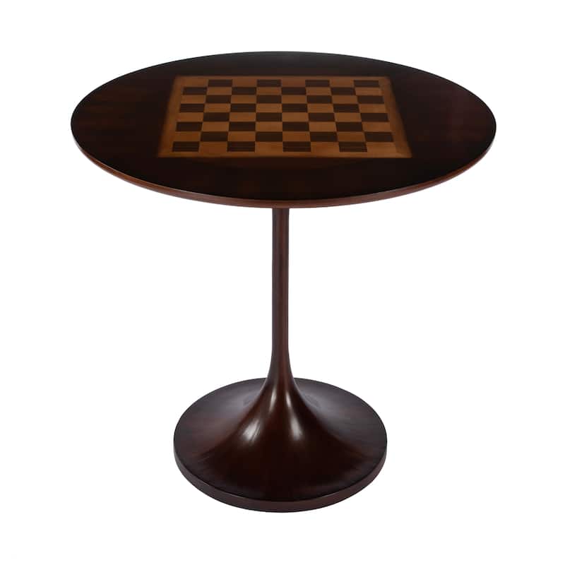 Francis 30" Round Pedestal Game Table - Brown/Red