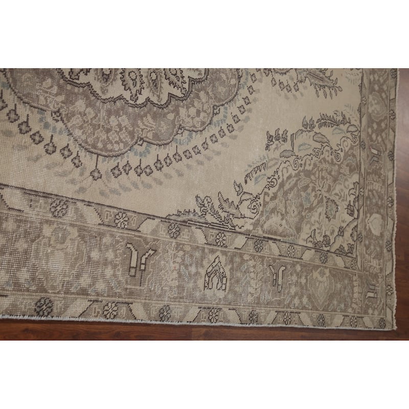 Distressed Tabriz Persian Vintage Rug Handmade Living Room Wool Carpet - 6'2" x 9'7"