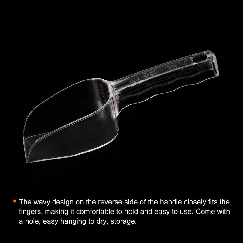 2Pcs Ice Scoop PC 8.27x1.97" Small Ice Maker Flour Sugar Handle Shovel - Clear