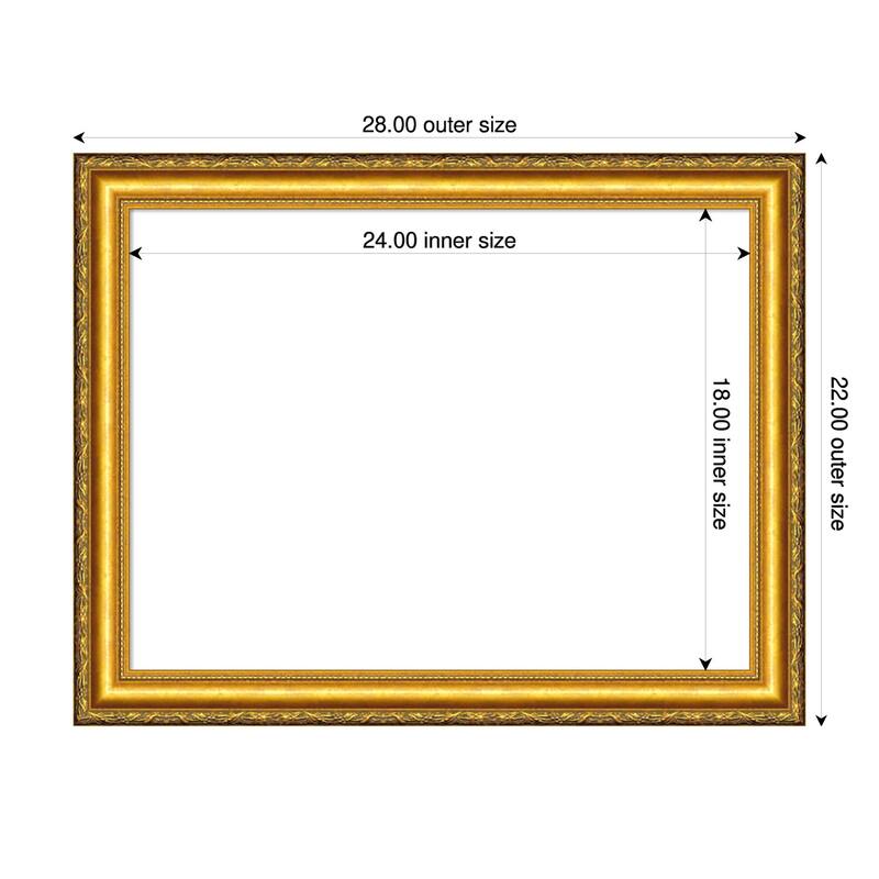Amanti Art Colonial Embossed Gold Framed Dry Erase Magnetic Board - 28 x 22 in