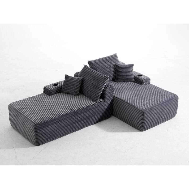 Oversized Boneless Double Chaise Lounge, Sectional Deep Seat Cloud Couch, Oversized Compressed Loveseat Sleeper Sofa