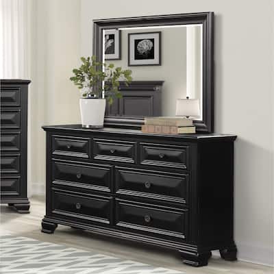 Roundhill Furniture Renova Vintage Black 7-Drawer Dresser with Mirror