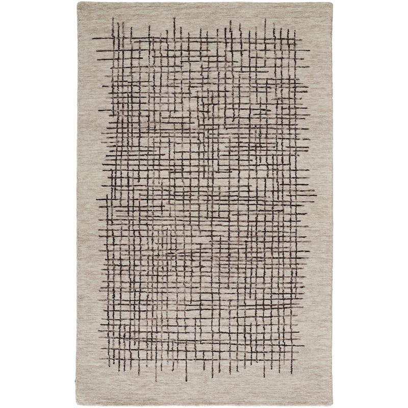 Carrick Modern Tufted Architectural Rug, Light Taupe/Brown