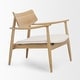 preview thumbnail 7 of 10, Mercana Haggen Light Brown Oak Wood w/ Cream Fabric Accent Chair - 27.6L x 26.8W x 28.4H