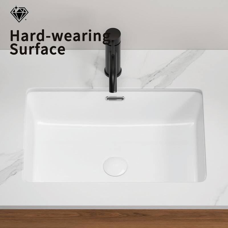 Eridanus Undermount Kitchen Sink - White Ceramic Sink, Deep Single Bowl (Without Bottom Grid and Strainer Drain