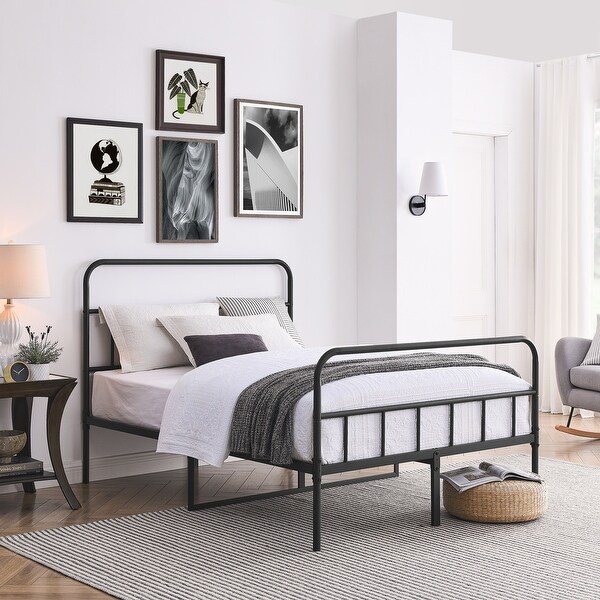 Black Iron Full Bed Frame with Square Tube Design Bed Bath Beyond 41973309