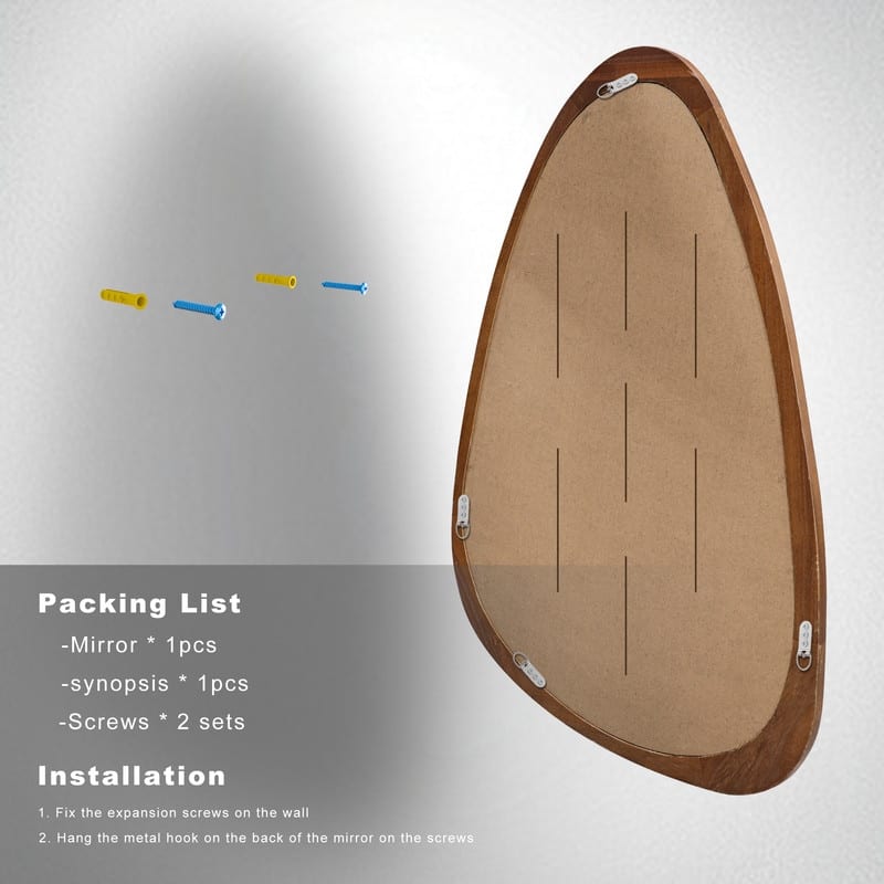 Irregular Mirror Asymmetrical Wood Wall Mirror