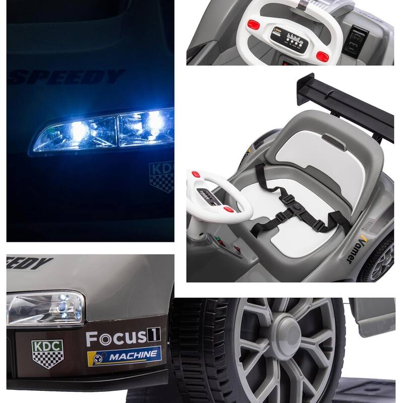 Kids Electric Go Kart, 6V Ride-On Racer Car Toy for Kids Best Gift