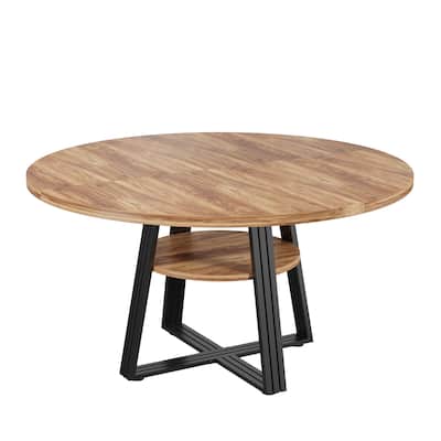 Round Dining Table for 4-6, 42" Farmhouse Kitchen Table