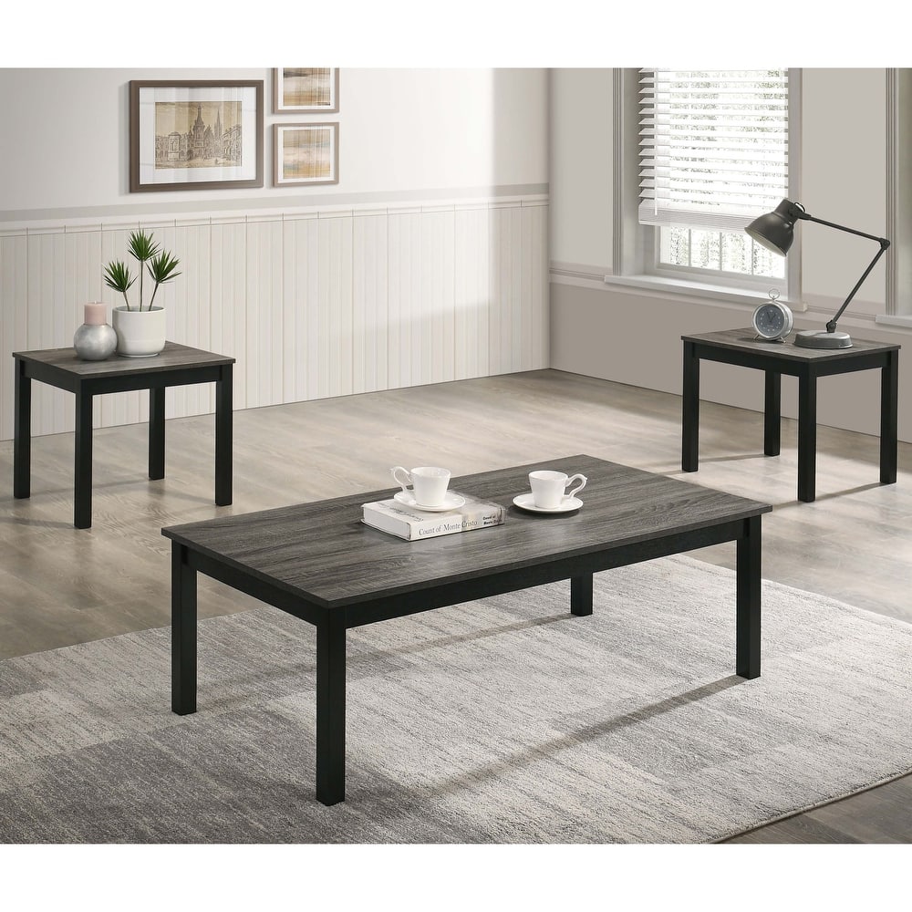 Furniture of America Sonnet Modern 3-Piece Wood Coffee Table Set with 2 End Tables
