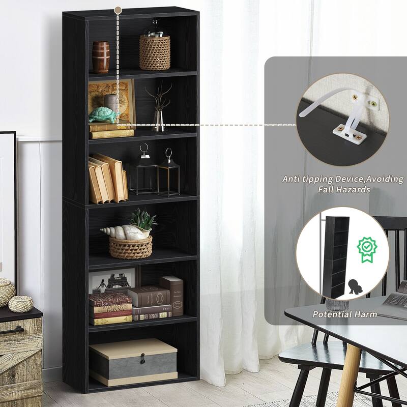 Bookcase and Bookshelf, Floor Standing 6-Story High Bookshelf