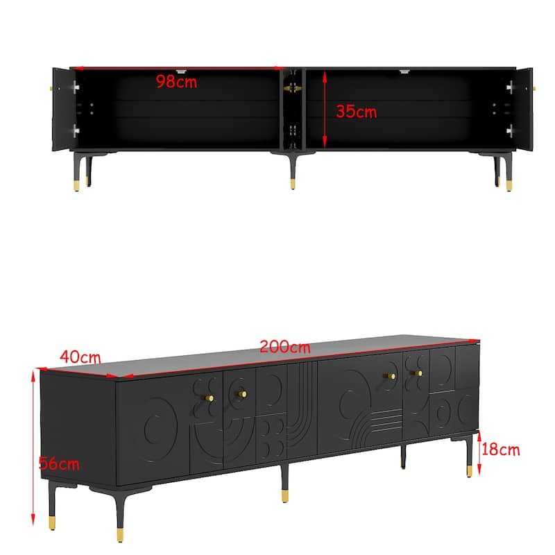 78.7 Inch TV Stand Entertainment Center with 2 Cabinets Media Console