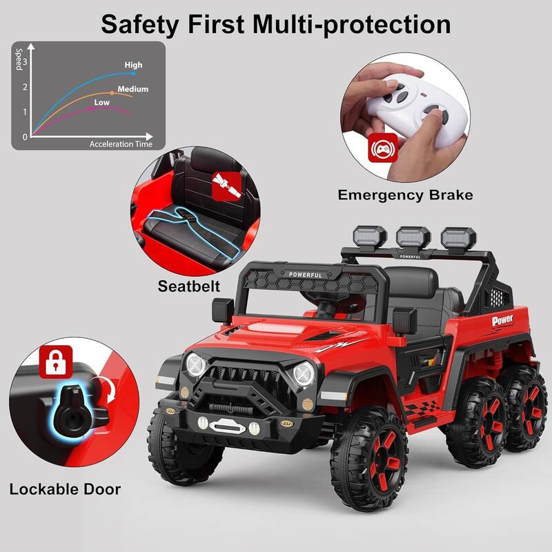Ride on Car with 6 EVA Wheels&4WD, 24V Battery Powered Electric Car for Ages 3-6 Kids