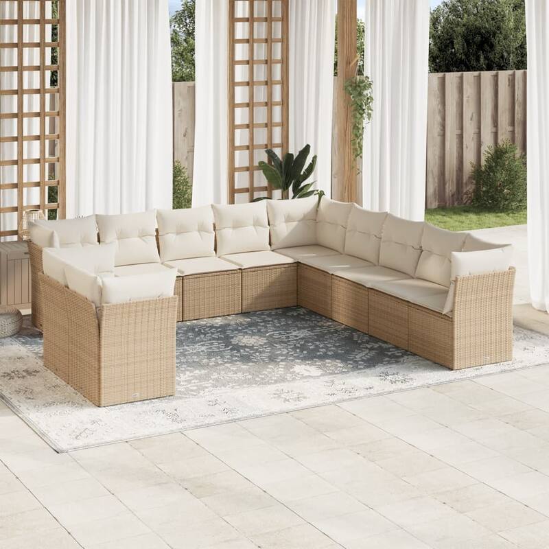 vidaXL Garden Sofa Set Beige, Cream White - 24.4 x 24.4 x 27.2