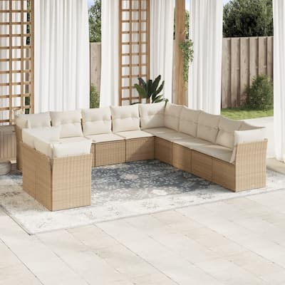 vidaXL Garden Sofa Set Beige, Cream White - 24.4 x 24.4 x 27.2