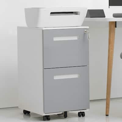 2 Drawer Mobile Locking File Cabinet, Rolling Filing Cabinet for Letter/A4 Size With 5 Wheels