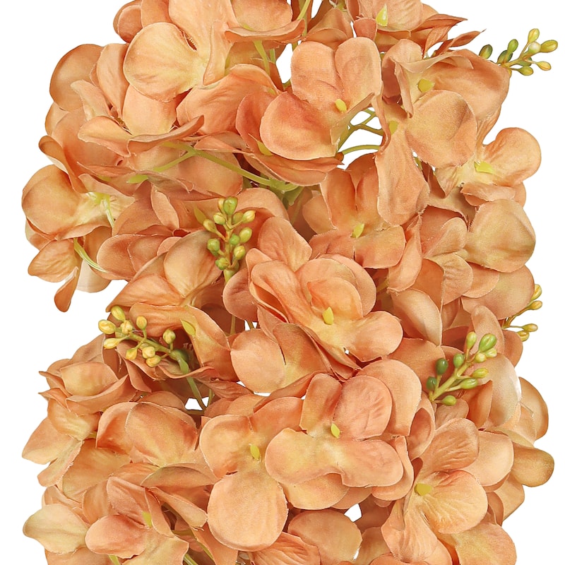 Set of 2 Deluxe Cafe Brown Artificial Cone Hydrangea Flower Stem Spray 34in - 35" L x 5" W x 5" DP