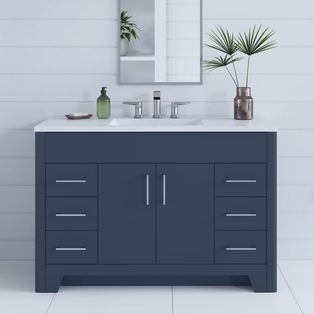 Spring Mill Cabinets Salil 48.5" Bathroom Vanity With Cabinet, 4 Drawers, and White Sink Top - 48.5 in.