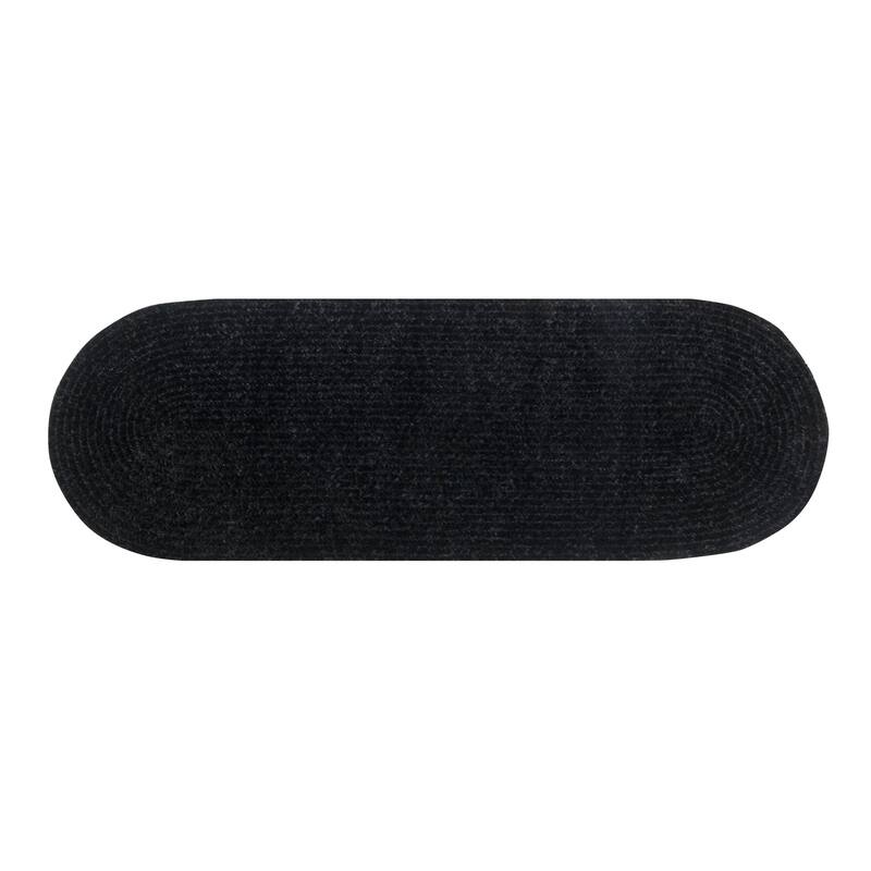 Better Trends Chenille Tweed & Solid Braid 100% Polyester Stain Resistant, Double Sided Reversible Indoor Area Rug - 24" x 108" Runner - Black